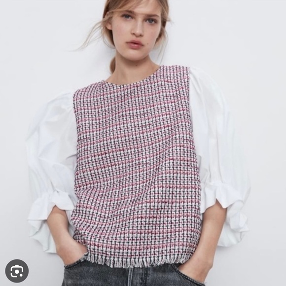 Zara Tops - NWT ZARA MIXED MEDIA BLOUSE🌺